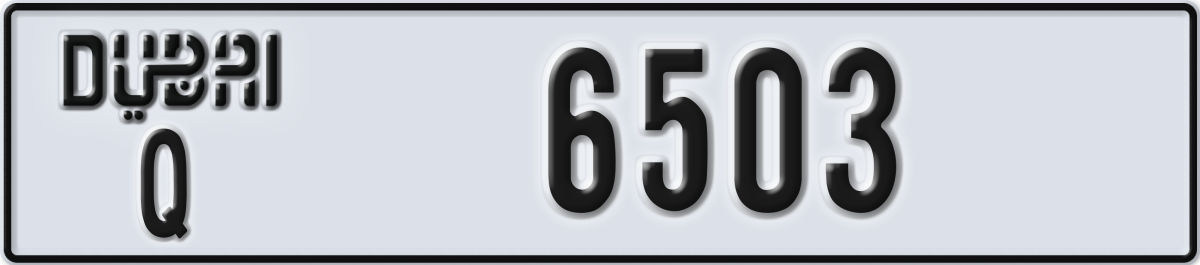 dubai License Plate Number 6503 Code Q