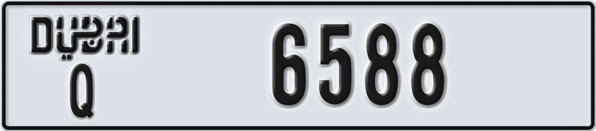 dubai License Plate Number 6588 Code Q