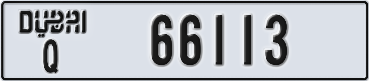dubai License Plate Number 66113 Code Q