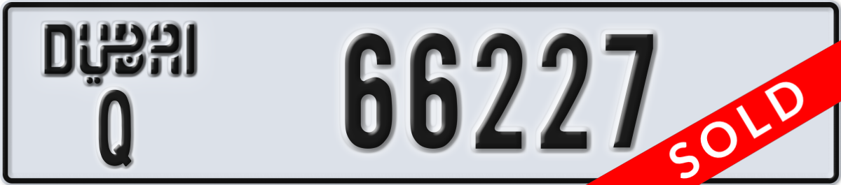 dubai License Plate Number 66227 Code Q