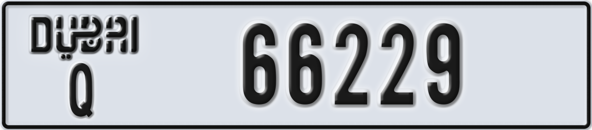 dubai License Plate Number 66229 Code Q