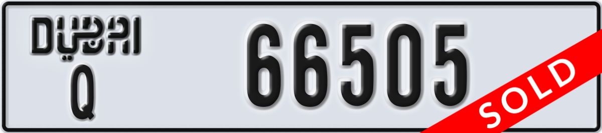 dubai License Plate Number 66505 Code Q