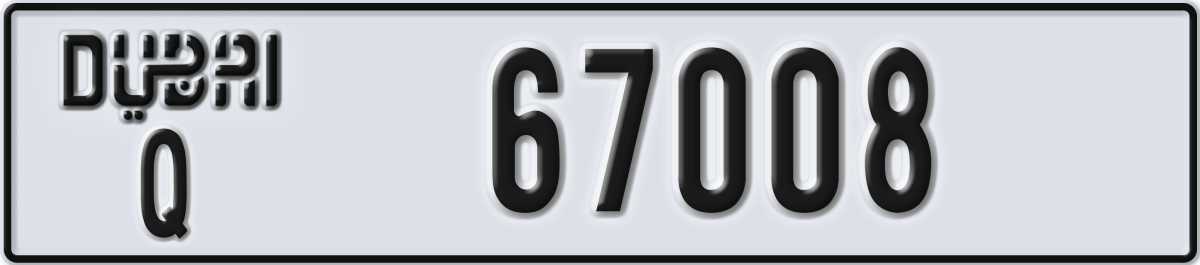 dubai License Plate Number 67008 Code Q