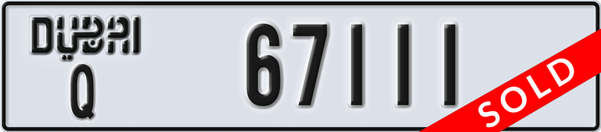 dubai License Plate Number 67111 Code Q
