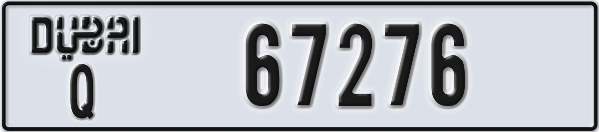 dubai License Plate Number 67276 Code Q