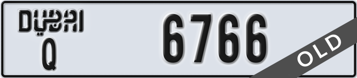 dubai License Plate Number 6766 Code Q