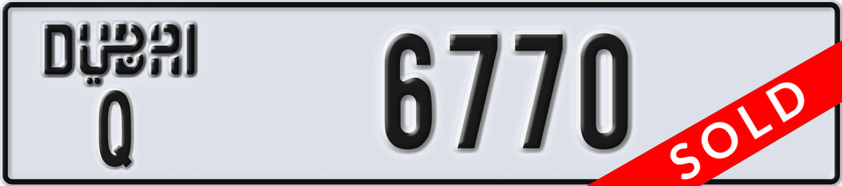 dubai License Plate Number 6770 Code Q