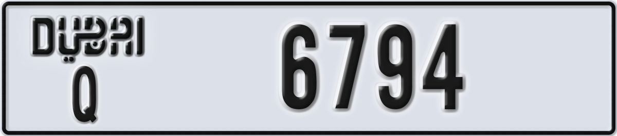 dubai License Plate Number 6794 Code Q