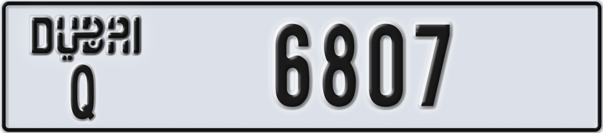 dubai License Plate Number 6807 Code Q