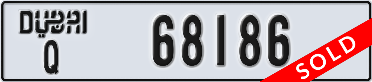 dubai License Plate Number 68186 Code Q