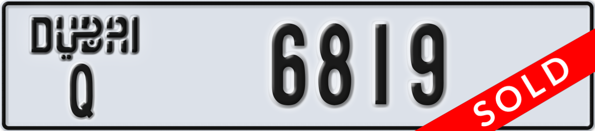 dubai License Plate Number 6819 Code Q