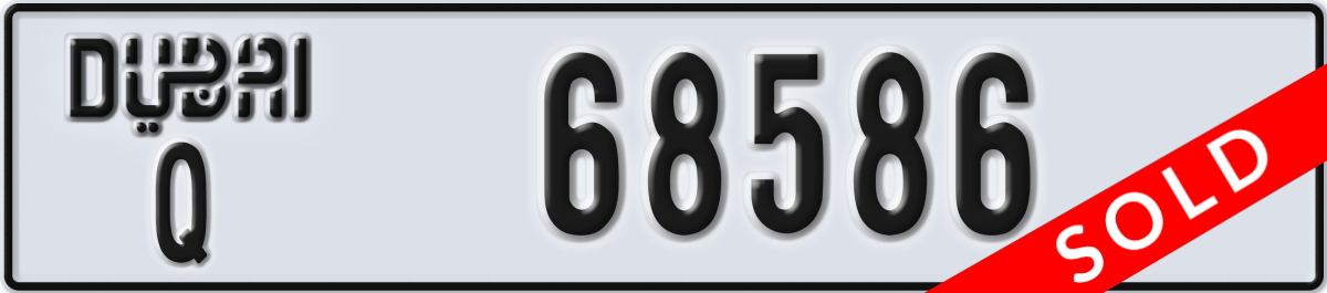 dubai License Plate Number 68586 Code Q