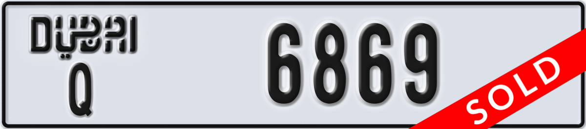 dubai License Plate Number 6869 Code Q