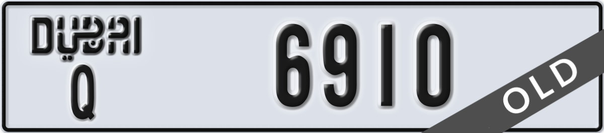 dubai License Plate Number 6910 Code Q