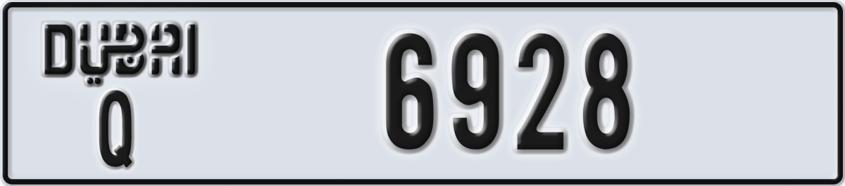 dubai License Plate Number 6928 Code Q