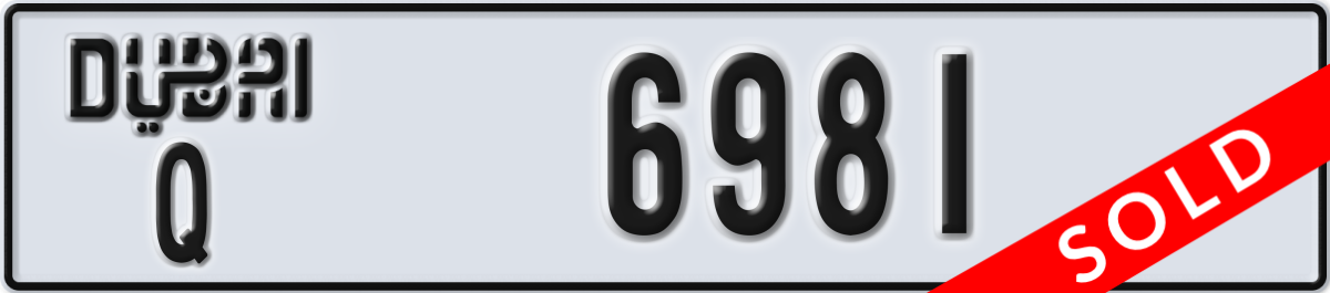 dubai License Plate Number 6981 Code Q