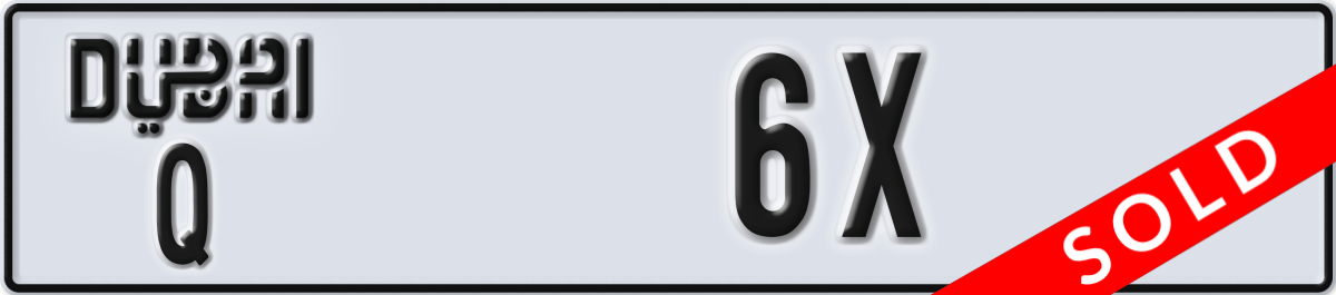 dubai License Plate Number 6X Code Q