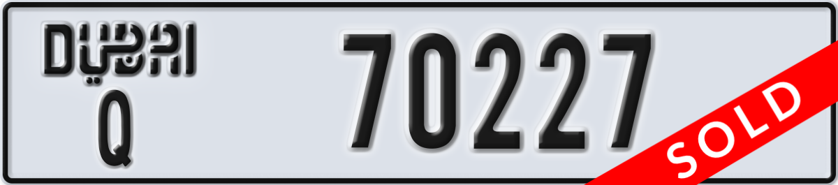 dubai License Plate Number 70227 Code Q