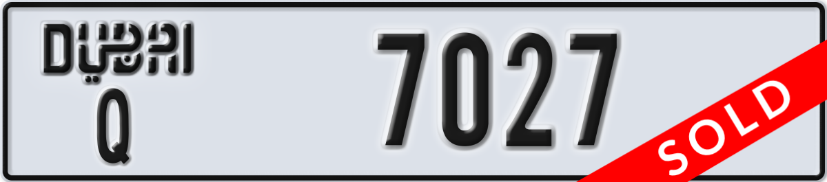 dubai License Plate Number 7027 Code Q