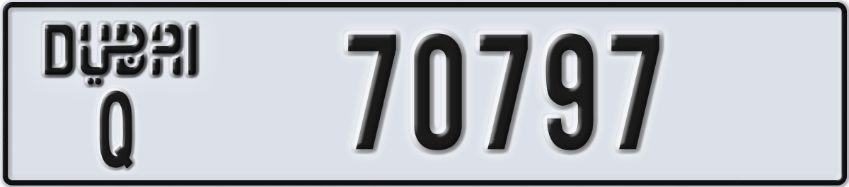 dubai License Plate Number 70797 Code Q