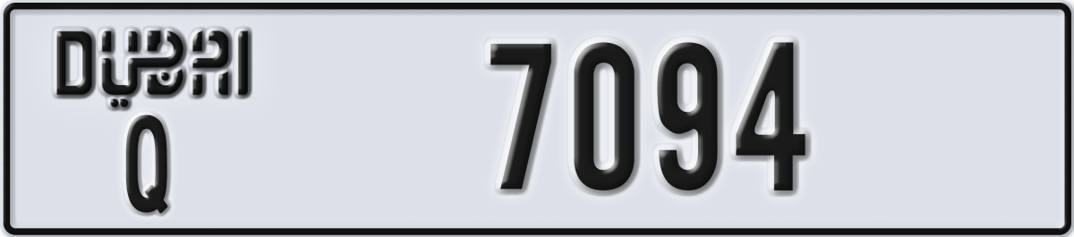 dubai License Plate Number 7094 Code Q