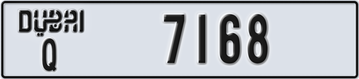 dubai License Plate Number 7168 Code Q