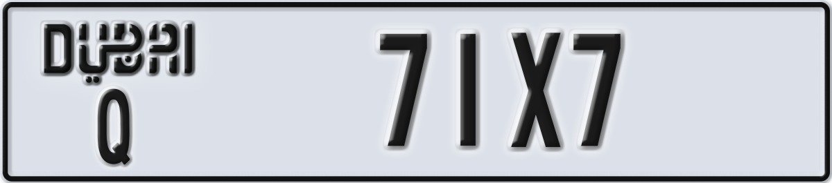 dubai License Plate Number 71X7 Code Q