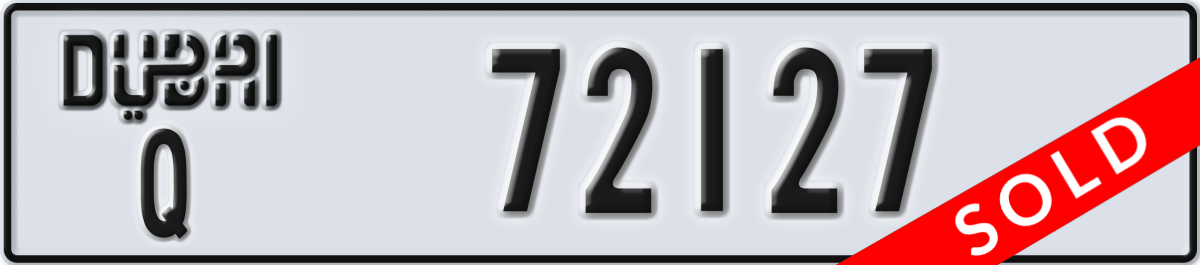 dubai License Plate Number 72127 Code Q