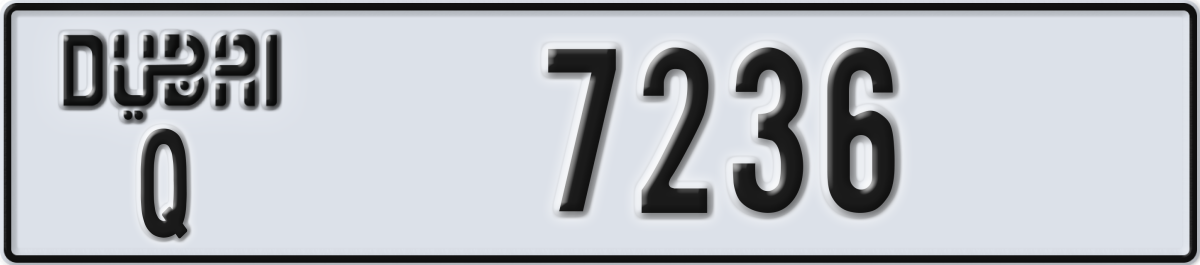 dubai License Plate Number 7236 Code Q