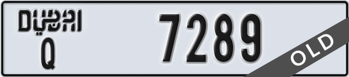 dubai License Plate Number 7289 Code Q