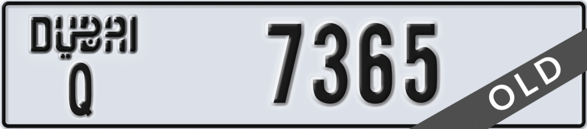 dubai License Plate Number 7365 Code Q