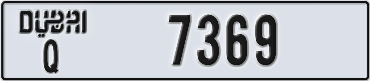 dubai License Plate Number 7369 Code Q