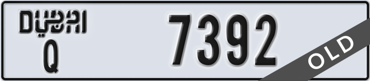 dubai License Plate Number 7392 Code Q