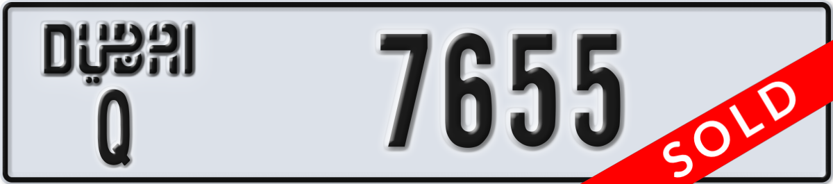 dubai License Plate Number 7655 Code Q
