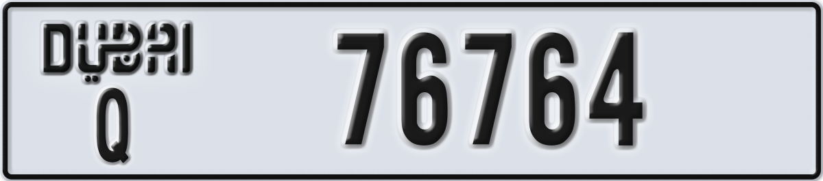 dubai License Plate Number 76764 Code Q