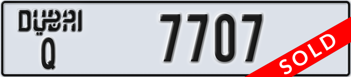 dubai License Plate Number 7707 Code Q