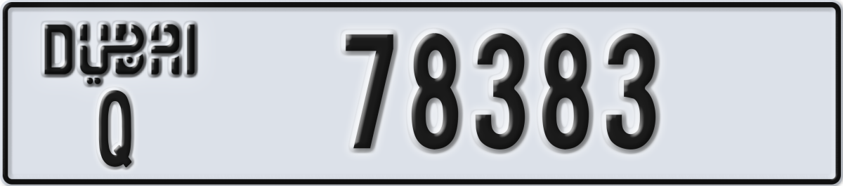 dubai License Plate Number 78383 Code Q