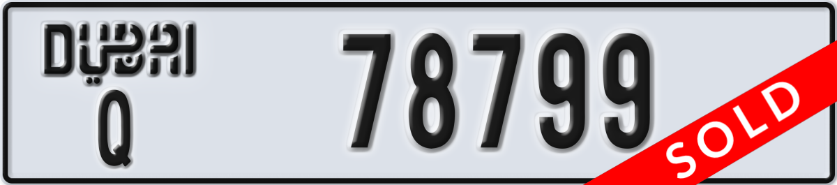 dubai License Plate Number 78799 Code Q