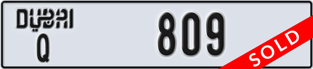 dubai License Plate Number 809 Code Q