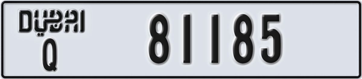 dubai License Plate Number 81185 Code Q