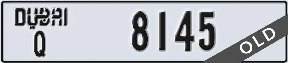 dubai License Plate Number 8145 Code Q