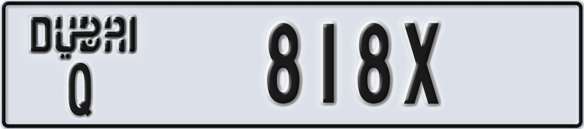 dubai License Plate Number 818X Code Q
