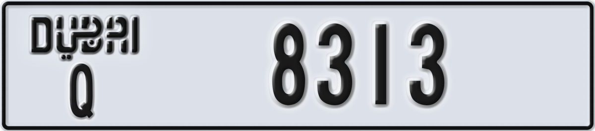 dubai License Plate Number 8392 Code Q