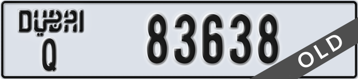dubai License Plate Number 83638 Code Q