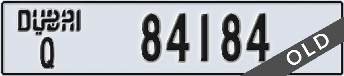 dubai License Plate Number 84184 Code Q
