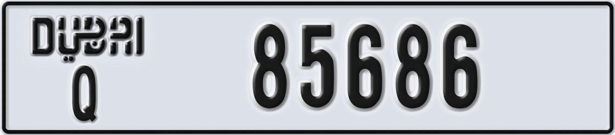 dubai License Plate Number 85686 Code Q