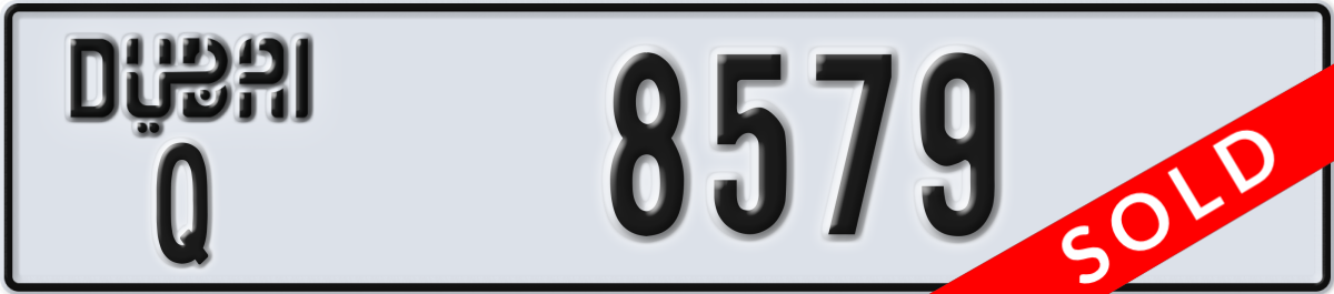 dubai License Plate Number 8579 Code Q