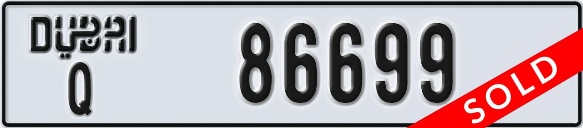dubai License Plate Number 86699 Code Q