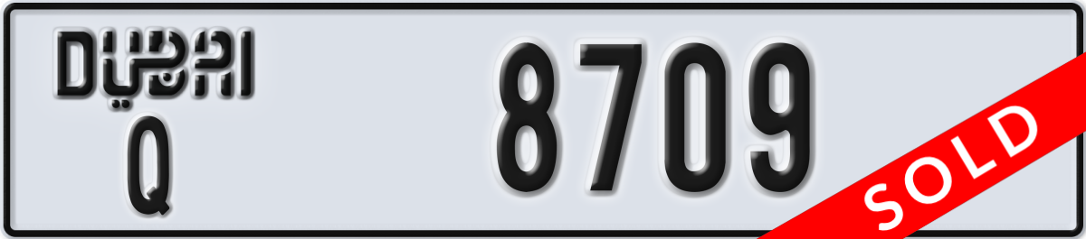 dubai License Plate Number 8709 Code Q