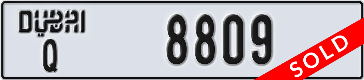 dubai License Plate Number 8809 Code Q